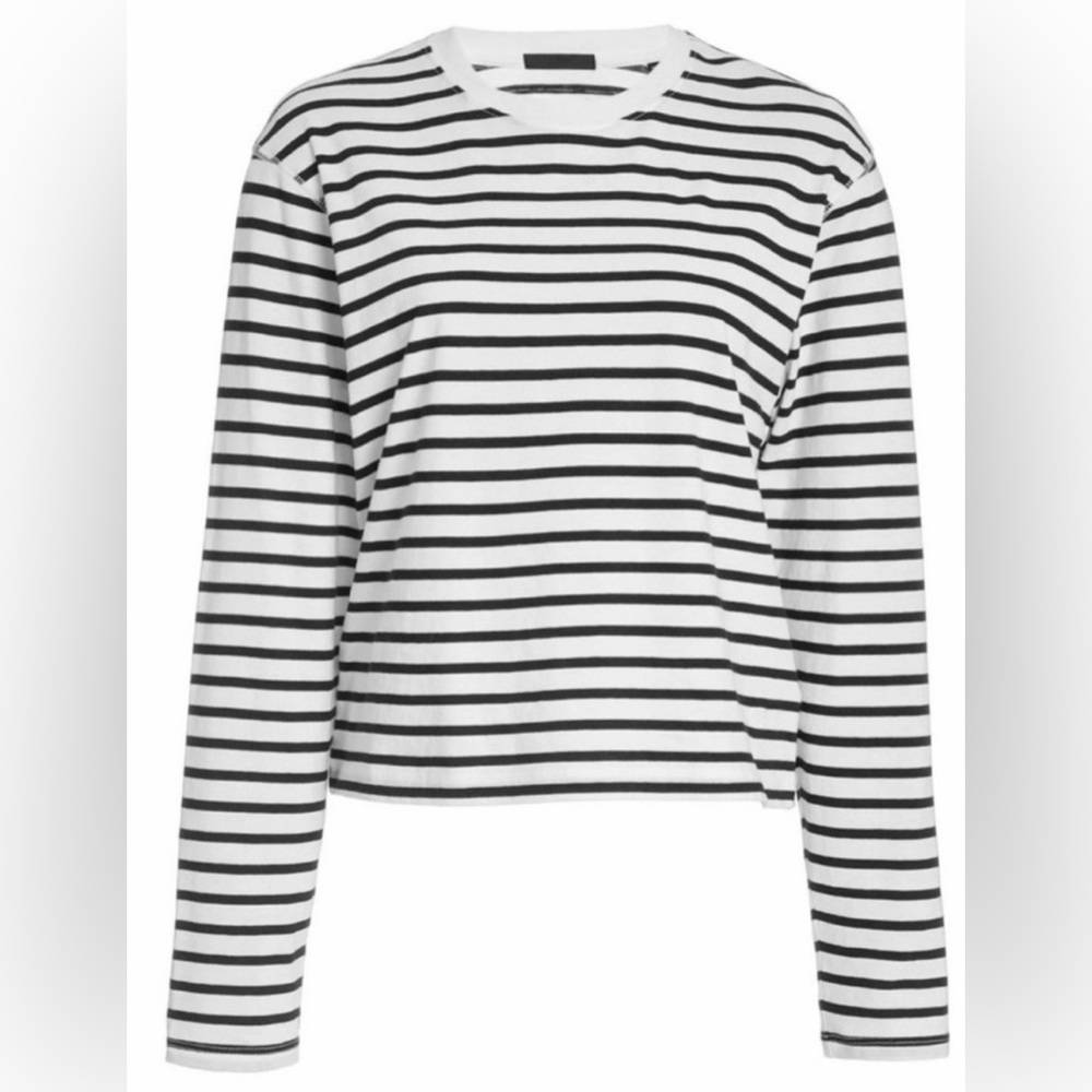 ATM Anthony Thomas Melillo Black and White Striped Long Sleeve Tee